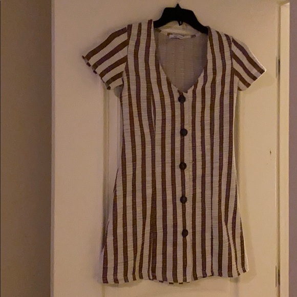zara brown striped dress Zara Brown & Off White Stripe Long Dress | Gently Used